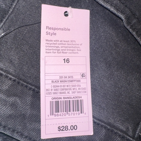 Mid-rise 90s Relaxed Straight Black Wash Jeans Women Sz 16 NWT Rigid wild fable - Picture 6 of 10